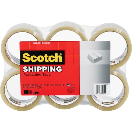 Scotch Packing Tape, 1-7/8"x109.3 Yds., 3" Core, 6/PK, Clear 6PK MMM3350L6